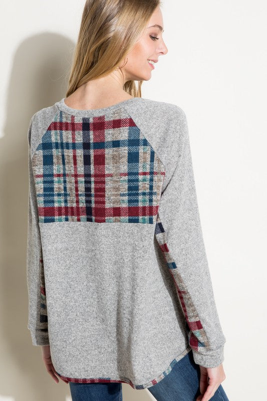 MULTI COLOR PLAID MIXED TOP