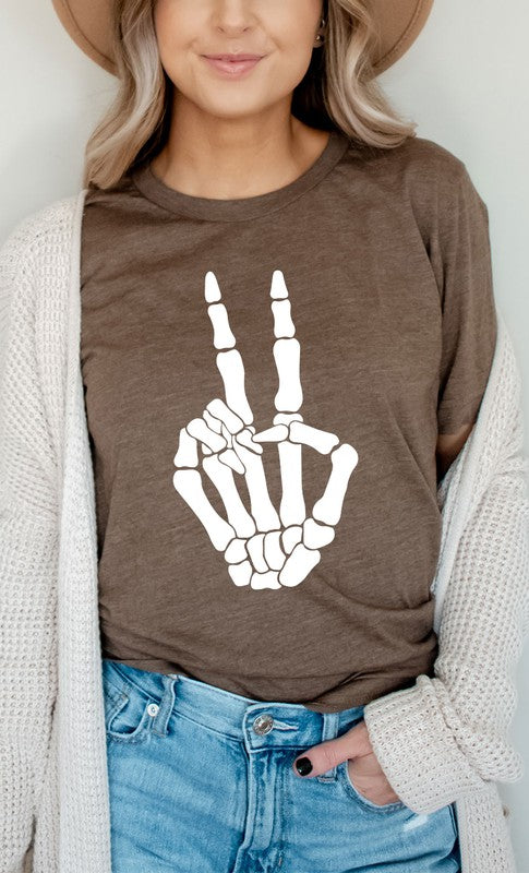 Skeleton Peace Sign Graphic Tee PLUS