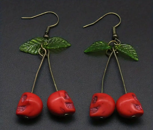 Cherry Skulls of Death Earrings