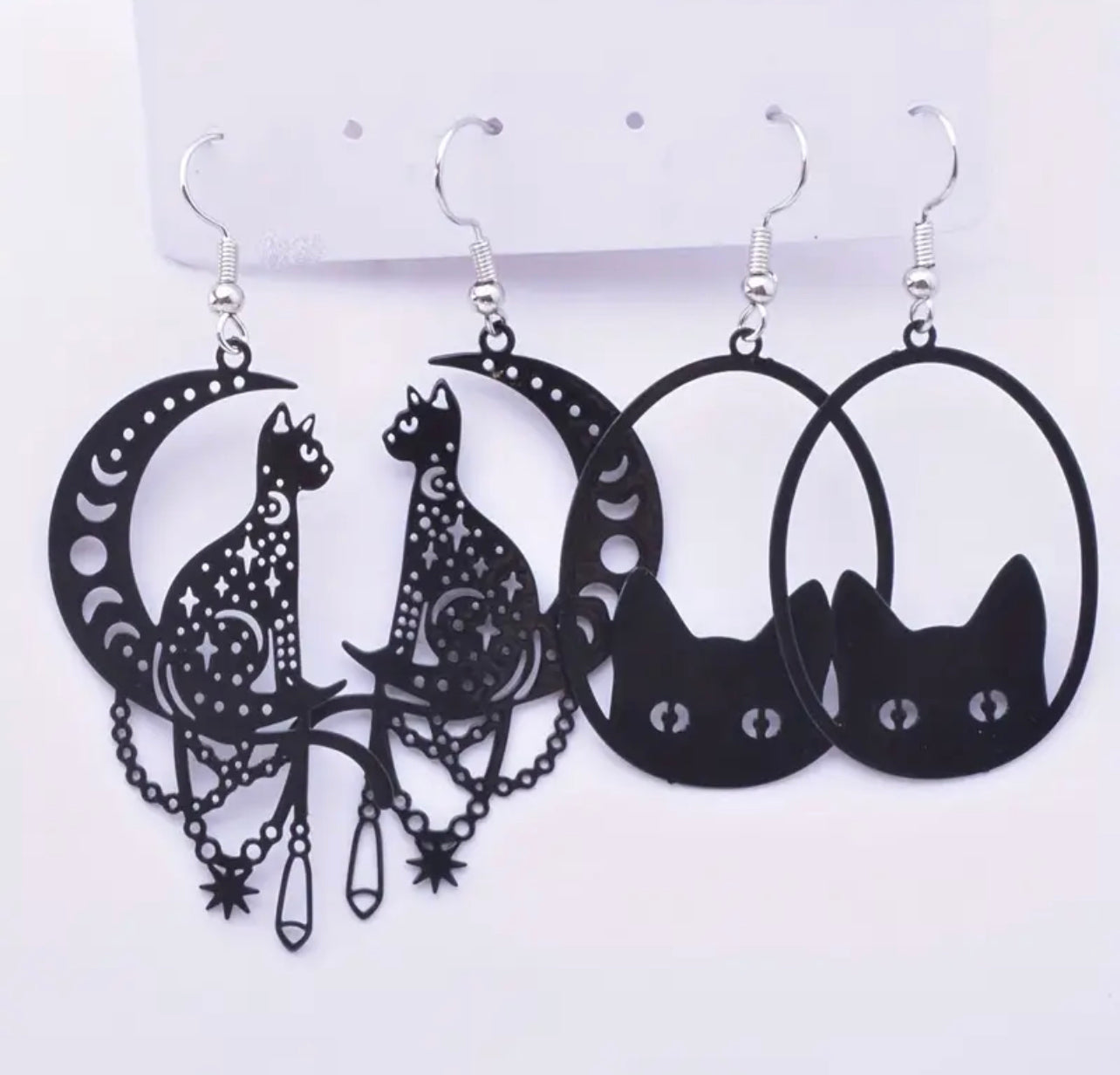 The Black Cat Earring Set