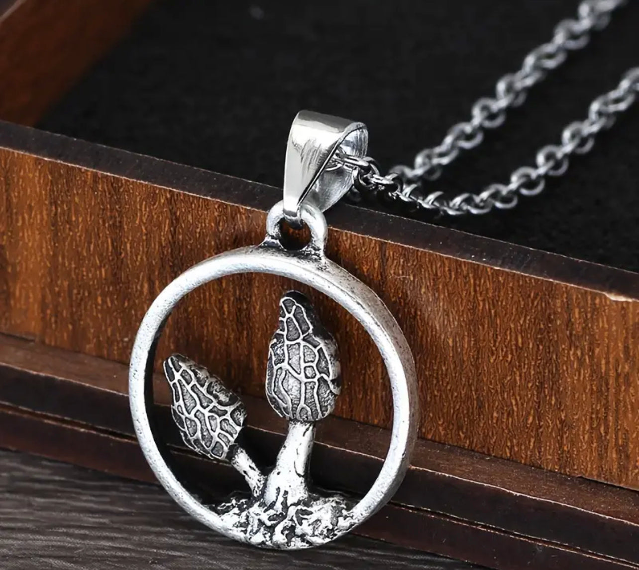 Antique Silver Mushroom Pendant