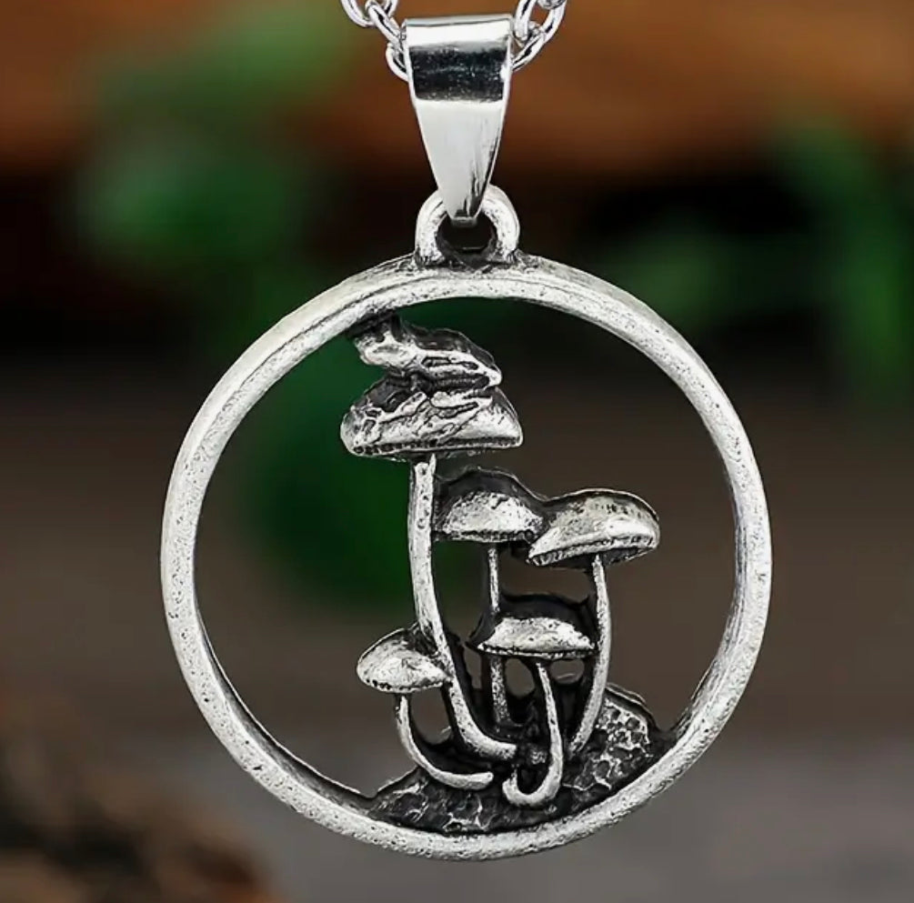 Antique Silver Mushroom Pendant