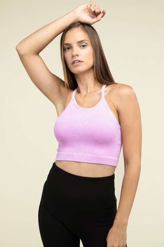 Washed Ribbed Seamless Cropped Cami Top