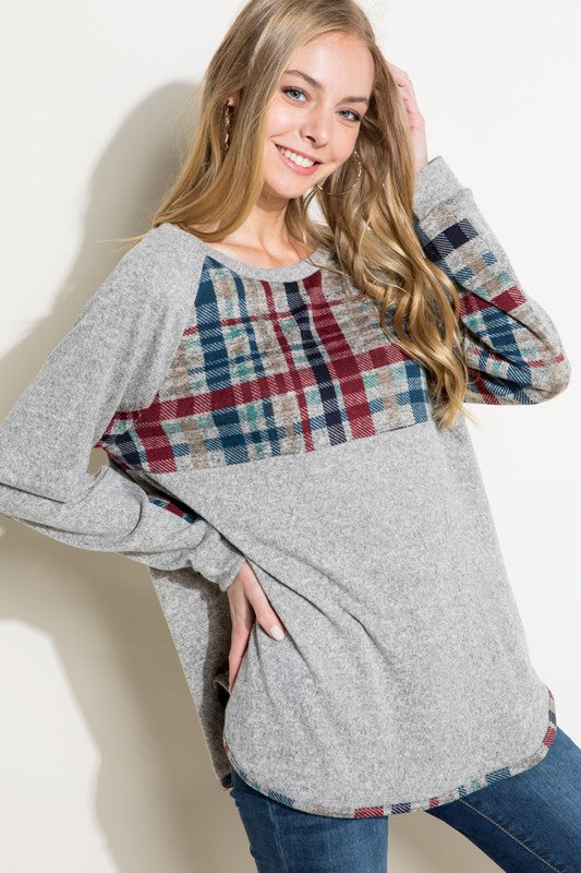 MULTI COLOR PLAID MIXED TOP